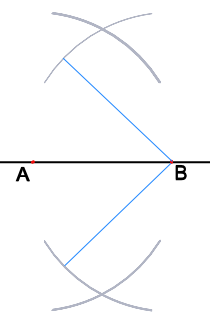 Drawing a perpendicular line: second arcs