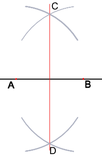 Drawing a perpendicular line: completing the bisector