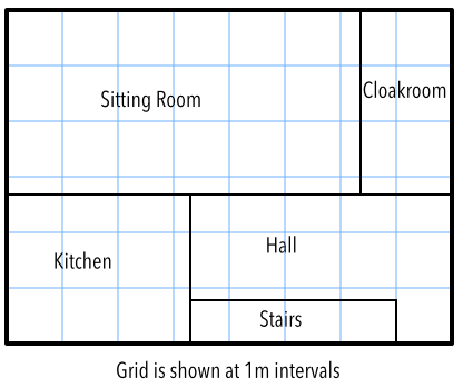 Diagram of the lower floor of a house