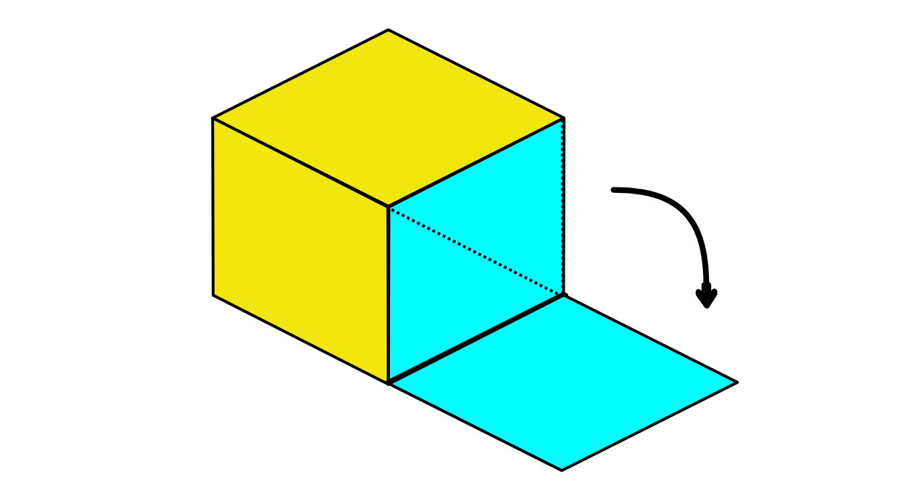Cube with one side unwrapped for a net
