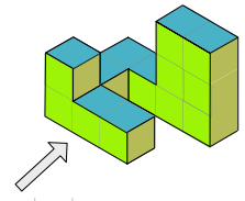 Shape arranged in blocks