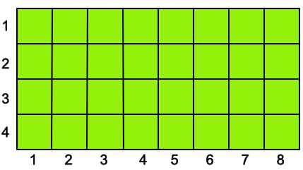 Area of a rectange 8 x 4