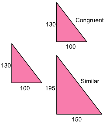 Comparing congruent and similar triangles