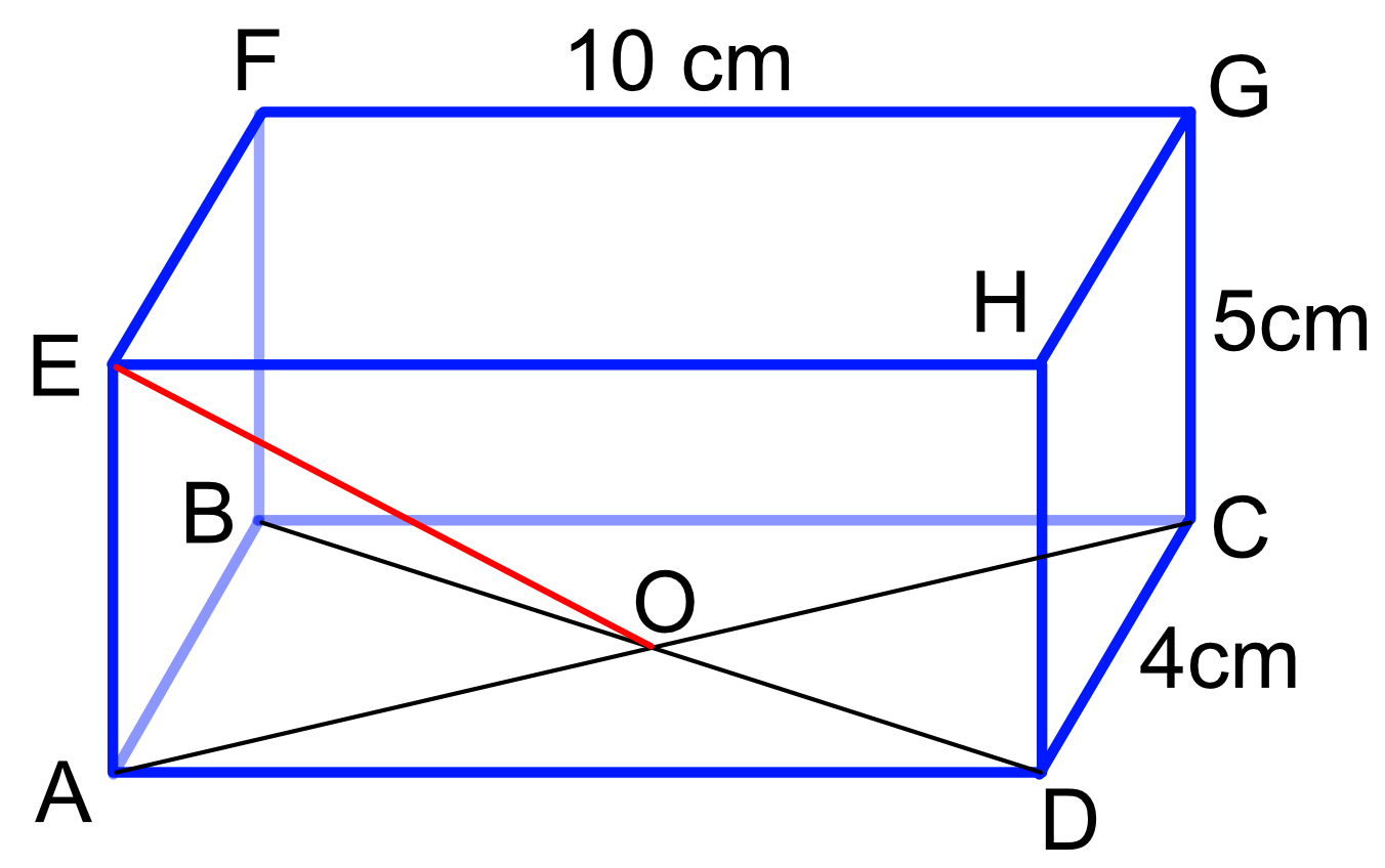 Line from the centre of the base of a cuboid to a corner at the top
