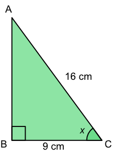 Work out angle with adjacent and hypotenuse